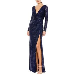 Ieena MacDuggal 14 NEW Floor Length Sequin Gown Long Dress Midnight Blue Formal
